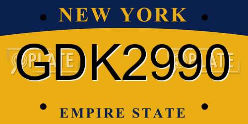 GDK2990 New York License Plate