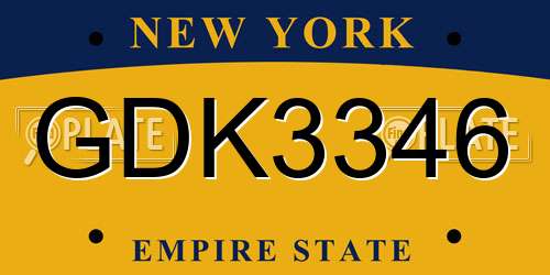 GDK3346 New York License Plate