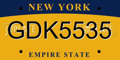 GDK5535 New York License Plate