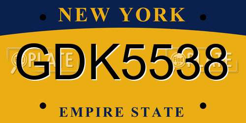GDK5538 New York License Plate