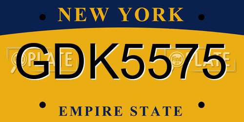 GDK5575 New York License Plate