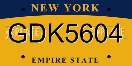 GDK5604 New York License Plate