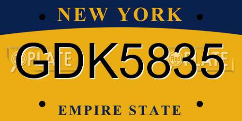 GDK5835 New York License Plate