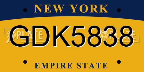 GDK5838 New York License Plate