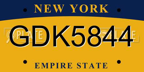 GDK5844 New York License Plate