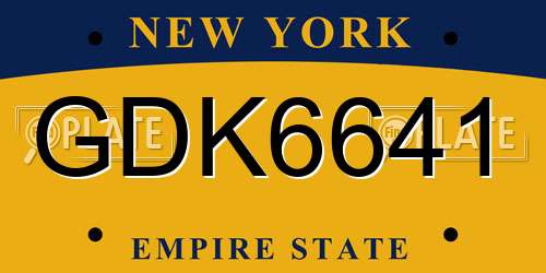 GDK6641 New York License Plate