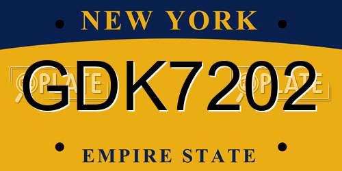 GDK7202 New York License Plate