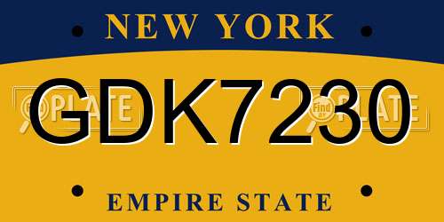 GDK7230 New York License Plate