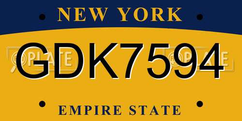 GDK7594 New York License Plate