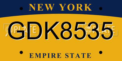 GDK8535 New York License Plate