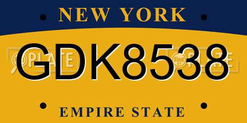 GDK8538 New York License Plate