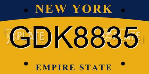 GDK8835 New York License Plate