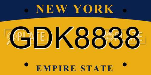 GDK8838 New York License Plate