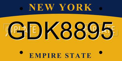 GDK8895 New York License Plate