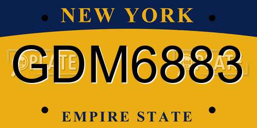 GDM6883 New York License Plate