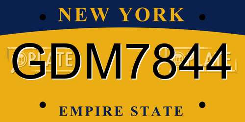 GDM7844 New York License Plate