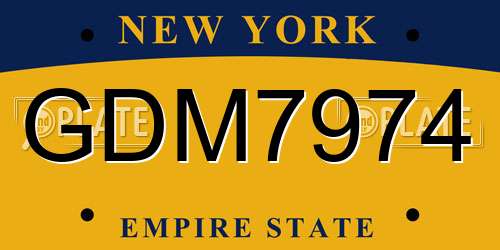 GDM7974 New York License Plate