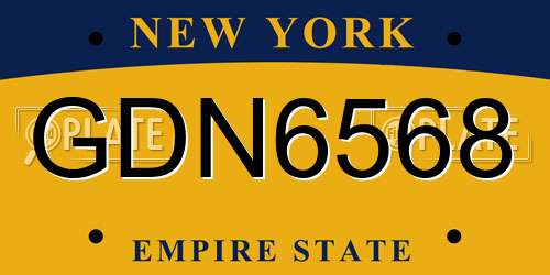 GDN6568 New York License Plate