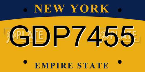 GDP7455 New York License Plate