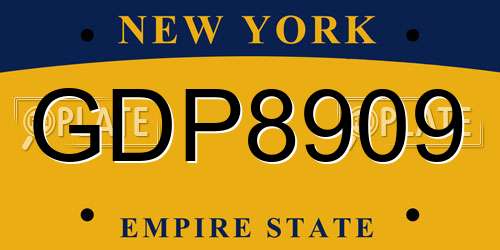 GDP8909 New York License Plate