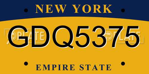 GDQ5375 New York License Plate