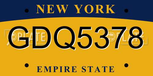 GDQ5378 New York License Plate