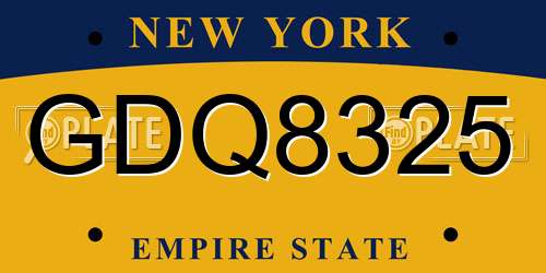 GDQ8325 New York License Plate