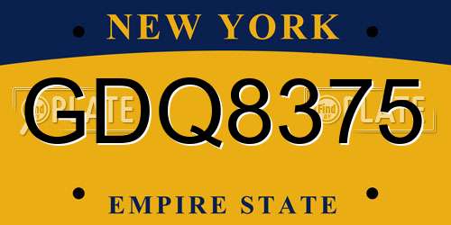 GDQ8375 New York License Plate