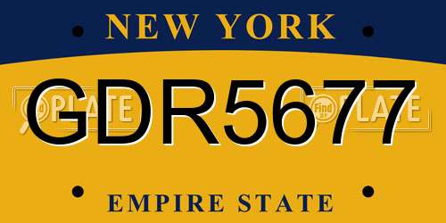 GDR5677 New York License Plate