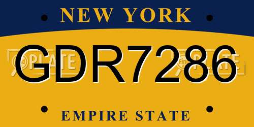 GDR7286 New York License Plate