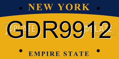 GDR9912 New York License Plate