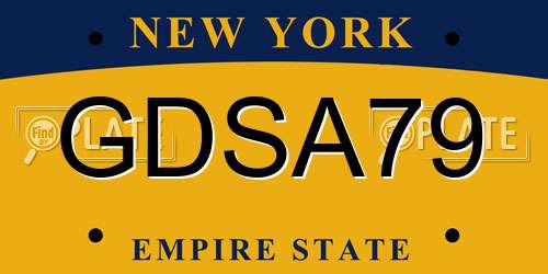 GDSA79 New York License Plate