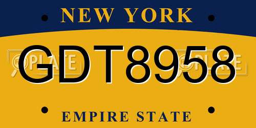 GDT8958 New York License Plate