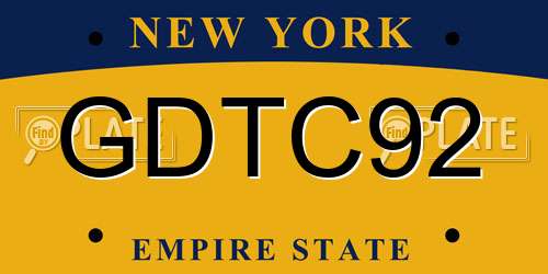 GDTC92 New York License Plate