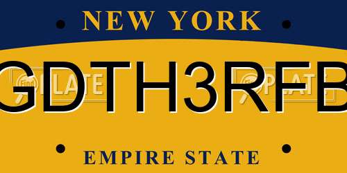 GDTH3RFB New York License Plate