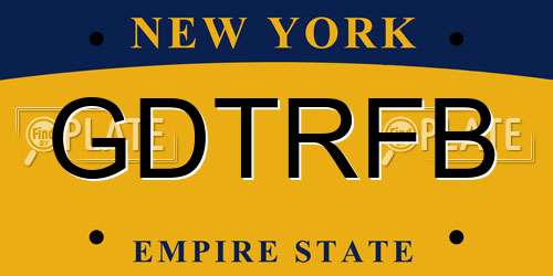 GDTRFB New York License Plate