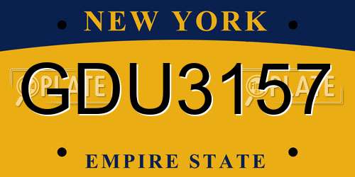 GDU3157 New York License Plate