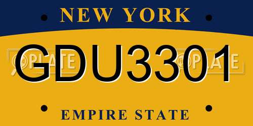 GDU3301 New York License Plate