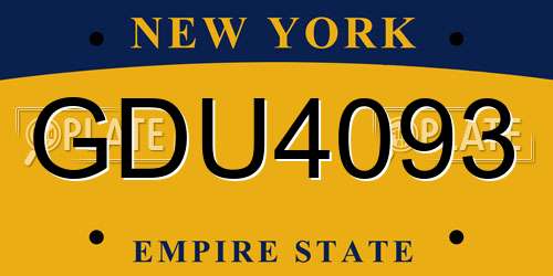 GDU4093 New York License Plate