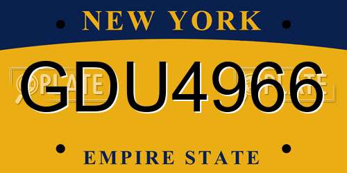 GDU4966 New York License Plate