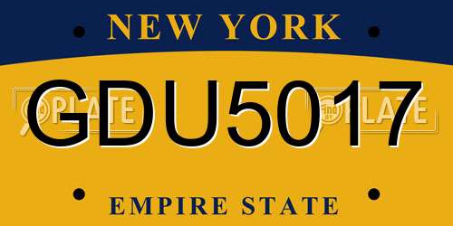 GDU5017 New York License Plate