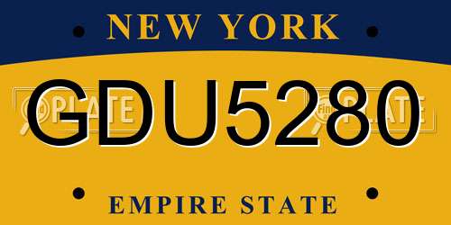 GDU5280 New York License Plate