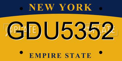 GDU5352 New York License Plate
