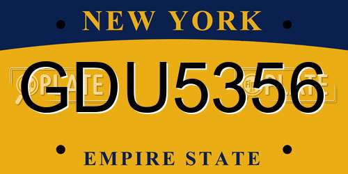 GDU5356 New York License Plate