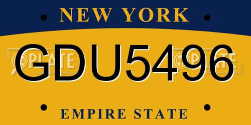 GDU5496 New York License Plate