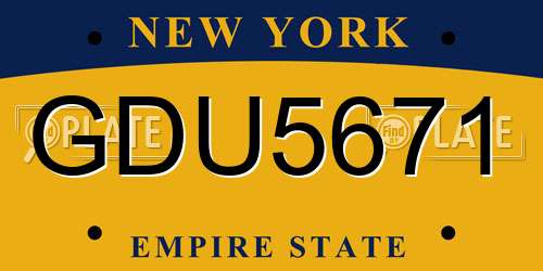 GDU5671 New York License Plate
