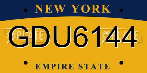 GDU6144 New York License Plate