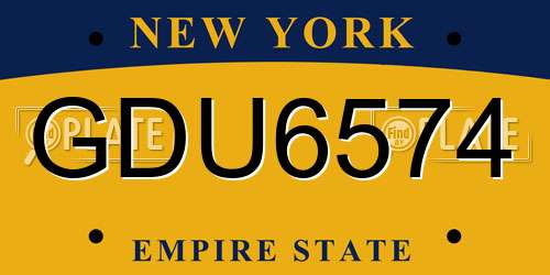 GDU6574 New York License Plate