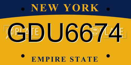 GDU6674 New York License Plate