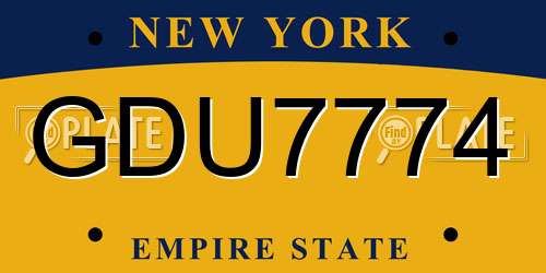 GDU7774 New York License Plate
